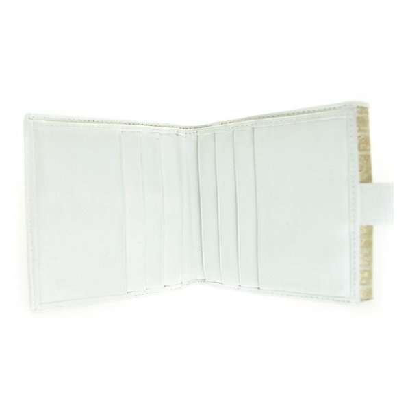 Auth DIOR "Oblique": Metallic Gold & White Leather Logo Medium Wallet (m… - Picture 7 of 10